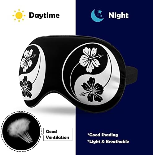 Yin yang hibiscus máscara de sono macia máscara ocular portátil com cinta ajustável para homens mulheres