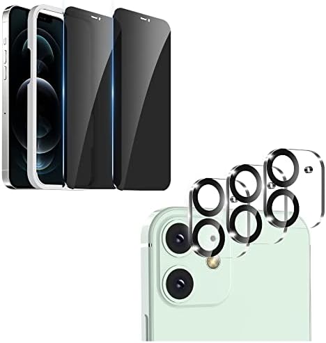 Whpxjy 2+3 pacote iphone 12 protetor de tela de privacidade e protetor de lente de câmera