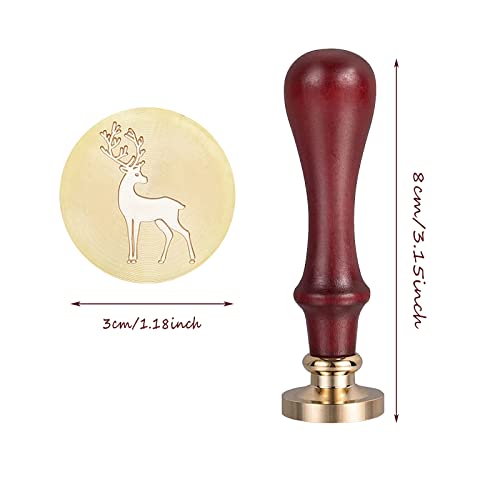 Carimbo de vedação de cera Elk, animal de selo de cera retrô animal de selo de 30 mm de madeira removível de madeira de madeira