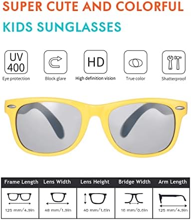 Óculos de sol flexíveis de sol, polarizados óculos de sol inquebráveis ​​para crianças para meninos e meninas elegantes
