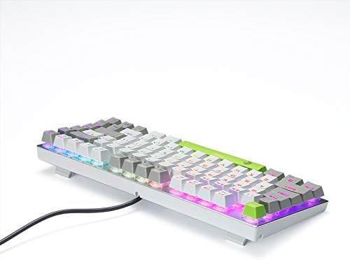 Huo Ji E-Yooso Z-88 RGB Mechanical Gaming Teclado, interruptores marrons, 60% compactos 81 chaves para Mac, PC, White Green