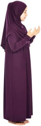 Prien Kids Oração Vestido Roupas Muçulmanas Para Meninas de Manga Longa abaya Com Hijab Two Peças Maxi Islâmico Conjunto Kaftan Jilbab