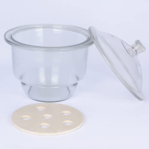 Desicador de vidro de stonylab, dessecador de laboratório de vidro borossilicato com tampa de botão e placa de porcelana