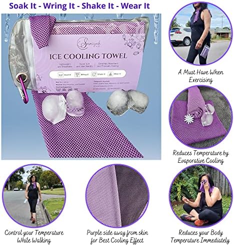 Samiyah & Co Purple Luxury Gift Set para mulheres - pacote de cuidados para mamãe em elegante caixa de presente - Toalha de banheiro de coral macio Conjunto de banho mais toalhas de resfriamento e máscara de olho de contas de gel