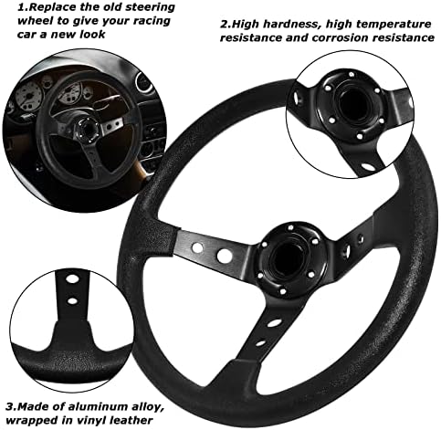 Motafar Universal Racing Roding, volante para jogos 13,6 6 Bolts Grip Vinyl Leather Deep With Bonge Bonft for Race/Rally/Motorsport/Car