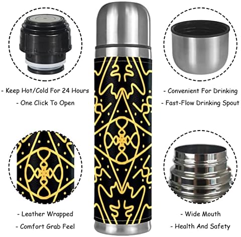 A vácuo de aço inoxidável a vácuo caneca isolada Vintage Flor Texture Thermos Bottle Water para bebidas quentes e frias crianças