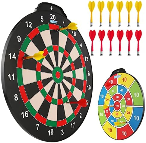 Placa de dardo magnético de 18 polegadas definido para crianças, jogo de dardo de jogo ao ar livre com 12 dardos, Dartboard Toys