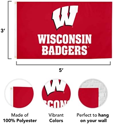 Dessert Cactus University of Wisconsin Flag Badgers UW Madison Flanners Banners poliéster Indoor Outdoor 3x5