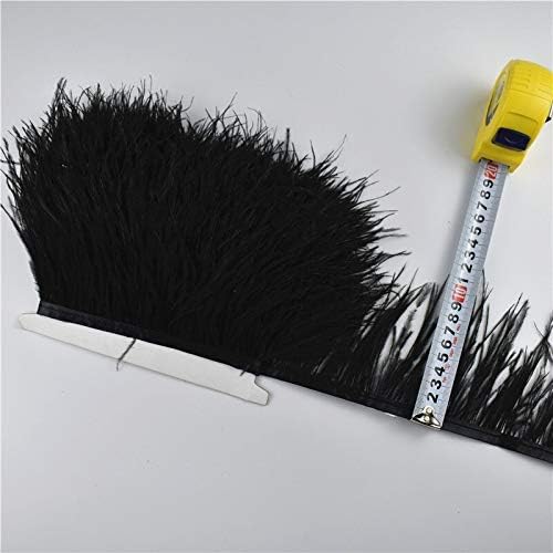 Pumcraft Jóias Diy 1Meter 8-10cm Avestruz Feather Grod for Skiot Avestruz Branca Feathers On Tape Ribbon Feather para Craft Diy