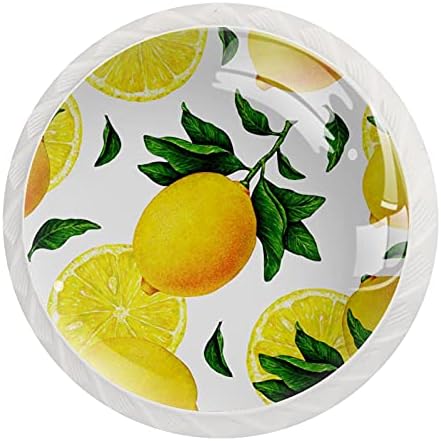12 pcs alça de gaveta redonda branca fruta de limão