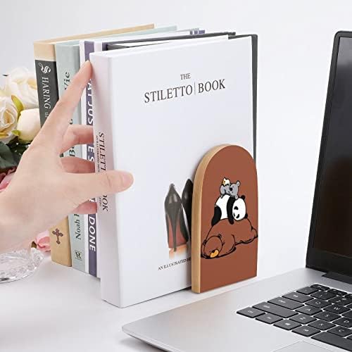 Urso panda koala livro impresso end suendes de madeira 1 par para prateleiras stand de livro pesado 5 x 3 polegadas