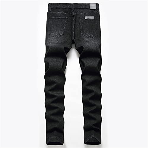 Jeans esbeltos rasgados para homens angustiados destruídos as calças de jeans reto de perna retro Hip Hop Jean Troushers