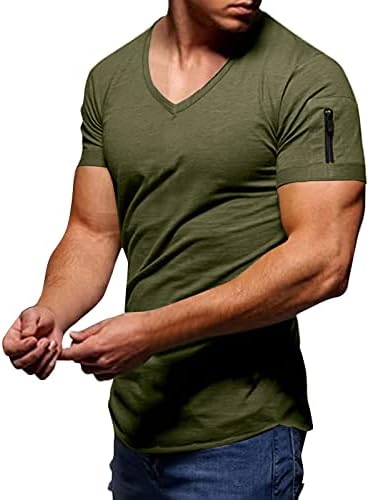 Camisetas de verão para homens masculino moda de verão casual colorida zíper de bolso de bolso camiseta de manga curta tampo t top t