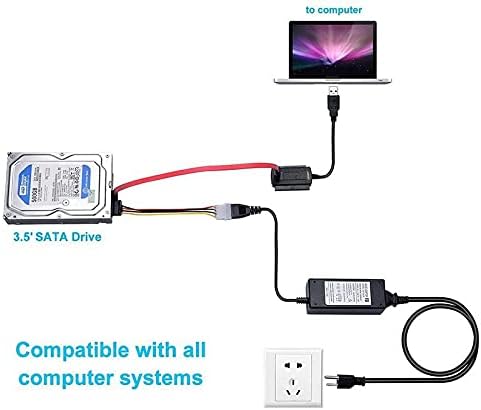 Conectores SATA/PATA/IDE para USB 2.0 Cabo do conversor do adaptador para disco rígido Disco 2.5 3.5 disco rígido
