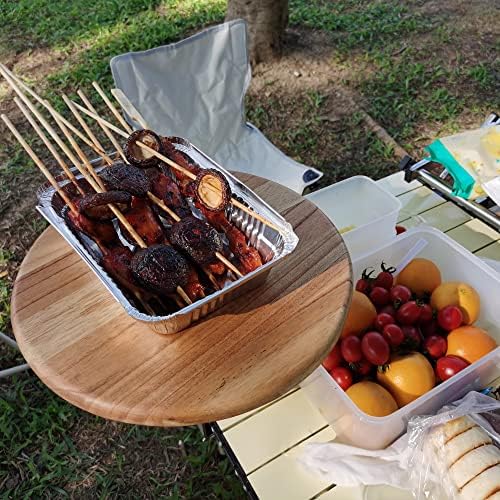 Suporte para bolo de madeira de mesa ao ar livre, mesa rústica, suporte redondo de sobremesa, que serve bandejas para camping