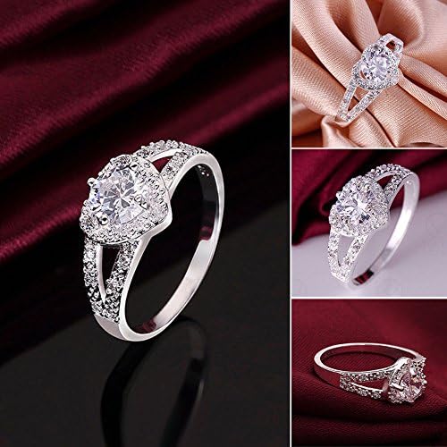 Anel em forma de coração de moda, anel de zircão de coração em forma de amor ringa de casamento bom presente para uma