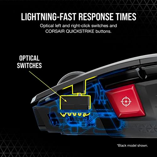 Corsair M65 RGB Ultra Wireless Tuneable FPS Mouse de jogos sem fio - Sub -1ms Tecnologia sem fio SlipStream, 26.000 dpi sensor óptico, até 120 horas de duração da bateria, 8 botões programáveis ​​- Branco