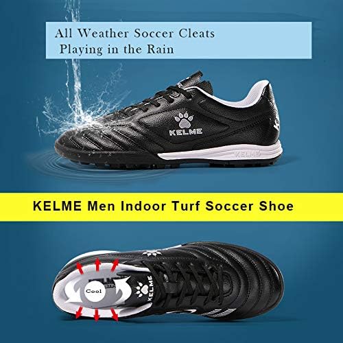Kelme Men Sapato de futebol de relva interna, arco suporta chuteiras de futebol, tênis de performance futsal