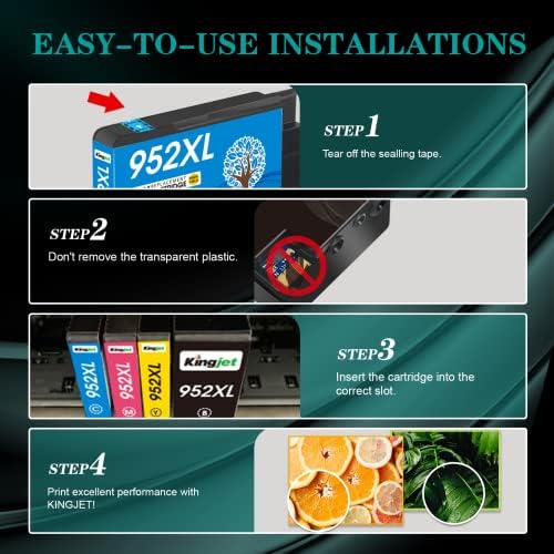 KingJet Compatível para HP 952XL Cartuchos de combo Pacote de combo Pacote para HP 952 XL 952xl Trabalho com OfficeJet Pro 7740 8210 8216 8702 8710 8715 8720 8725 8730 8740 7720 8702 8716