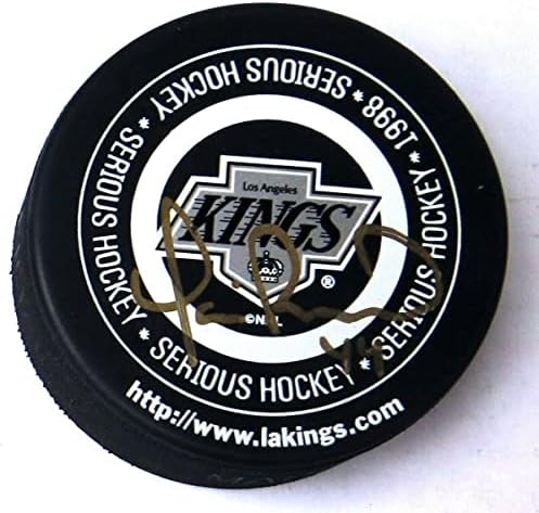 Yanic Perreault assinou o hóquei autografado Puck Los Angeles Kings 1998 com COA - Pucks de NHL autografados