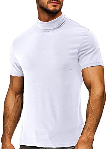 Mock Mock Turtleneck Manga curta camisetas Basic Slim Subshirts Camisetas de tee liso Pullover leve