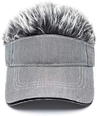 Romance masculina Chaeiro Viseira Sol Chapéus de golfe engraçado Caps de beisebol ajustáveis ​​Fake Wig