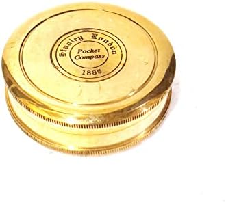 Golden Polish Brass Compass Robert Poema Pocket Marine Collectible Maritime Antique Vintage Style