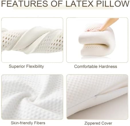 JABXKEJI LATEX TALALAY travesseiro orgânico natural para as costas laterais O sono de estômago ajuda a aliviar a pressão com cobertura