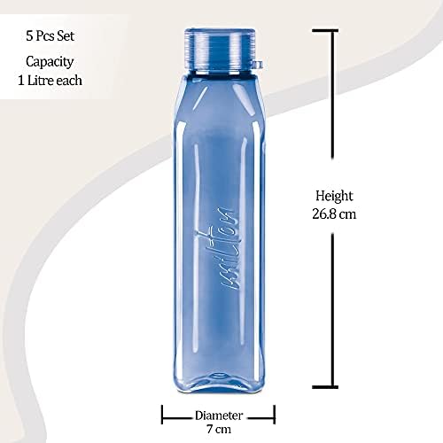Milton Prime 1000 Pet Water Bottle, conjunto de 5, 1 litro cada, azul