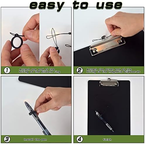 2 Pacotes de clipes magnéticos com caneta anexada placa de clipe preto com quadros de clipes de tamanho de letra