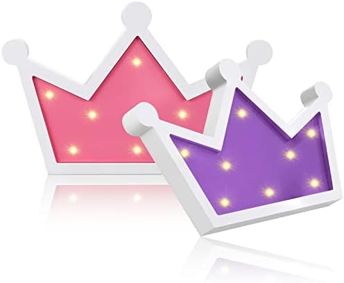 Bonuci 2 PCs Crown LED Light Queen Princess Kings Shaped Night Light Wall Decor para festa de casamento de aniversário, Natal, quarto