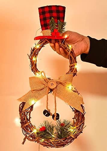 Christmas Snowman Wrinalh Porta da frente Decoração pendurada 16 polegadas Chora de grinaldas da grinalda para decorações de Natal de férias