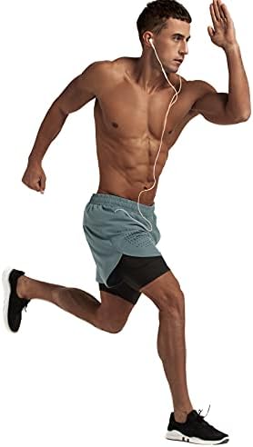 Lulucleaf Running Shorts para homens com Liner Mens 2 em 1 Treino Athletic Yoga Shorts