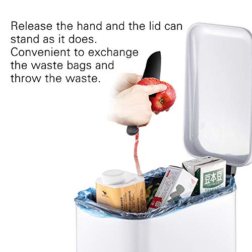 SmartBin 5L 1.3 gal lixo de cozinha de aço inoxidável pode pedalar lixeira de cesta de lixo de poeira com tampa de laminagem