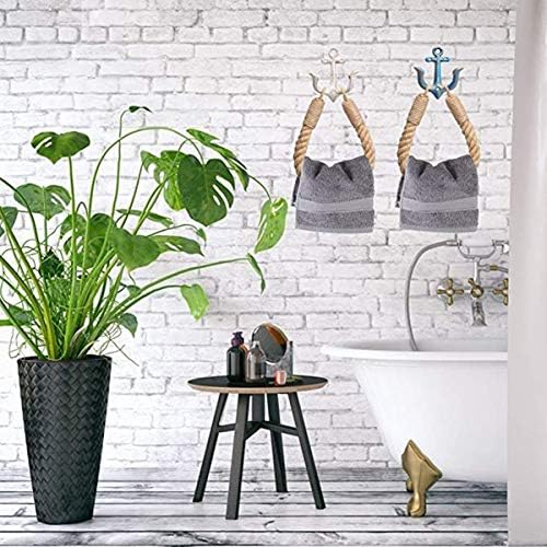 Anel de toalha de corda náutica de 2 peças, portador de papel higiênico Decorma com tema da praia com gancho de metal para decoração de banheiro com tema de praia