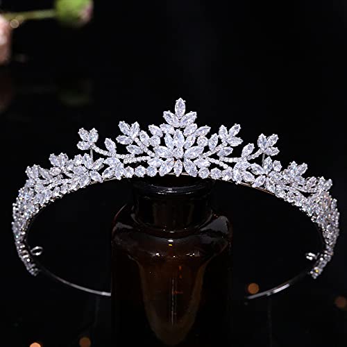 Jorsnovs Small Small Zircon Crowns de casamento e tiaras for Women Women Handmade Cubic Zirconia Princesa Cabeça Cabeça Sweet