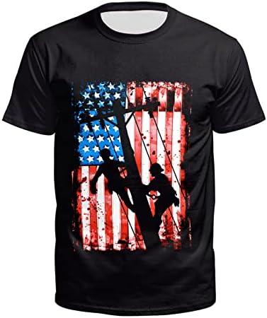 BMISEGM Summer mass camisetas masculinas masculinas de bandeira americana camiseta patriótica de manga curta grande e alta