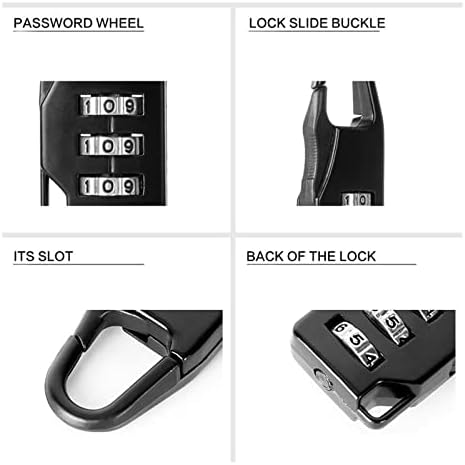 HSEONEJIA 5 PACO MINI Combo Luggage Luge Small Zipper Locks, Multi-Purised com Código de 3 dígitos Senha para Backpack Backpack Gym Locker Room Cabinete Cabinete Escola ao ar livre Campamento de viagem