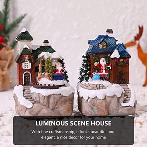 Música LED Mush House Village: Natal girando de gengibre de gengibre house de neve iluminada Decoração da vila para a mesa de inverno