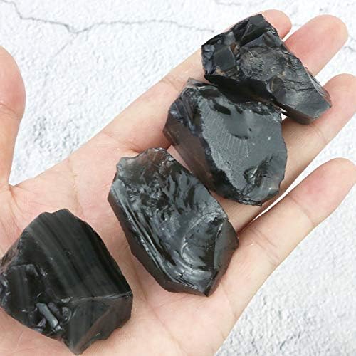 Fireboomoon 2lb/950g Roupa de Obsidiana Negra Rougada Rocha de Cristal de pedras preciosas para cabine, cair, corte,