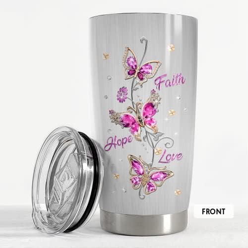 Sandjest Butterfly Tumbler Jóias Estilo de 20 onças de copos com presente para mulheres para mulheres menina Filha irmã irmã Mãe aniversário Presentes religiosos Presentes de aniversário