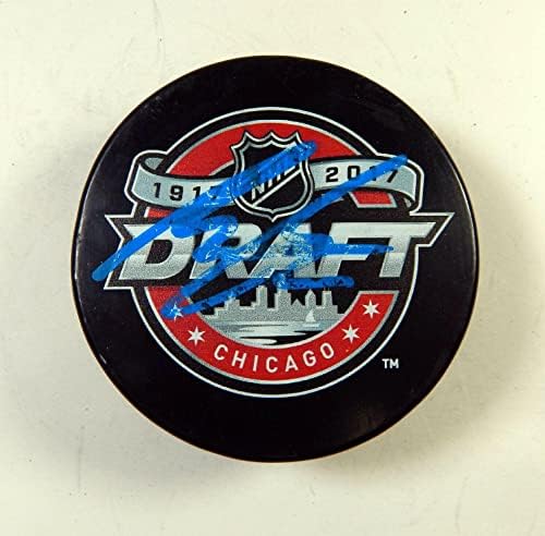 Nolan Patrick assinou 2017 Chicago NHL Draft Hockey Puck Dinastia Auto Sports 280 - Pucks de NHL autografados