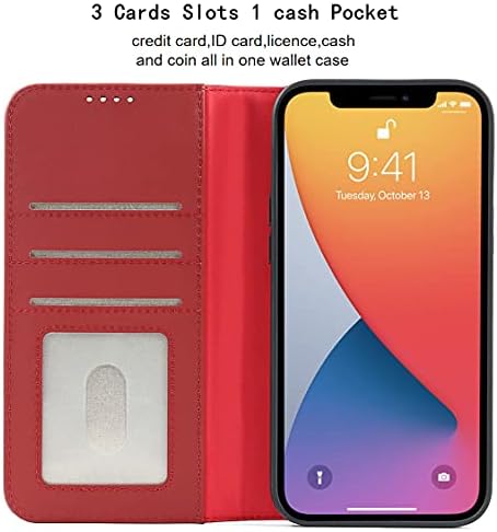 Jaorty Compatível com o iPhone 12 Pro Max Wallet Case, [slots de 3 cartas] [1 bolso de dinheiro] [Recurso do suporte] Magnetic Top