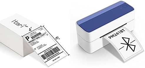ITARI PM-241-BT Bluetooth Térmica Rótulo Térmica, com pacote de rótulos de 500 4x6 Fan Cletels, Rosa Direct USB Térmica 4 × 6 Rótulo de travadora fabricante, azul