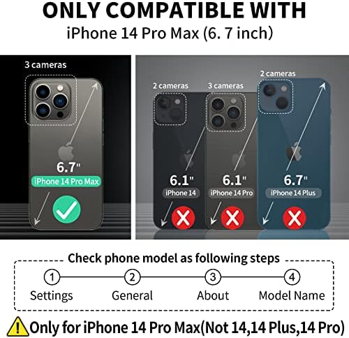 Hoggu Crossbody iPhone 14 Pro Max Case Wallet com porta-cartas, Luxury Solted Flip Leather iPhone 14 Pro Max Crossbody Case com