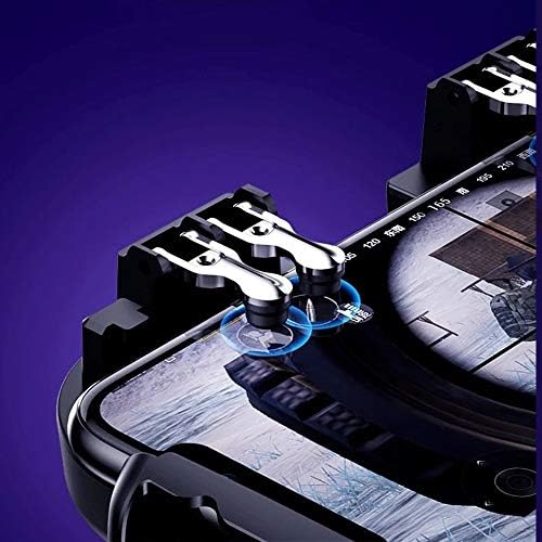 4 Trigger Mobile Game Controller com ventilador de refrigeração - suporte ajustável - para PUBG - Fortnite - 6 Dedos Modo L1R1