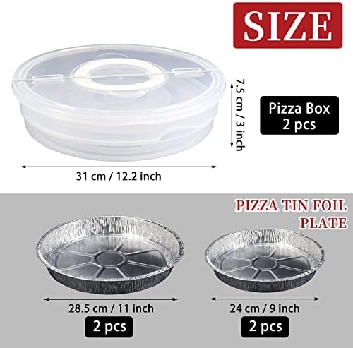 Ertiuanio 2 pacote 12 em recipiente de armazenamento de alimentos para pizza com tampa e alça, 2 compartimentos recipiente