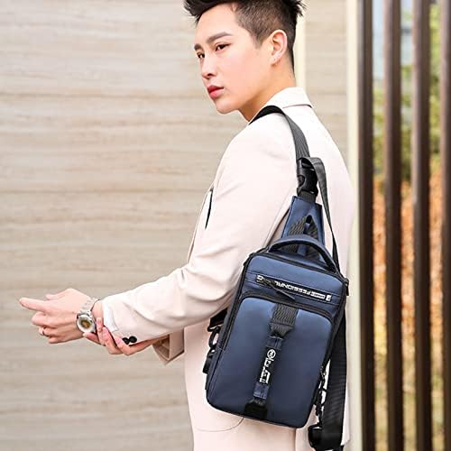 Bolsa de crossbody multifuncional de qonioi masculino, bolsa de ombro de mochila à prova d'água com porta de carregamento