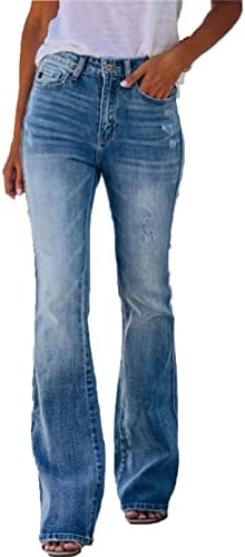 Maiyifu-gj Mulheres de cintura alta Homens de jeans angustiados Classic clássico Slimming Bort Bottom calça jeans 70