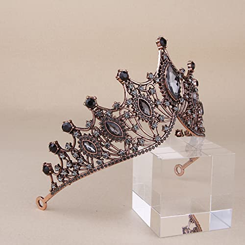 Coroas para mulheres, Tiaras negros de Vofler - Bruxa barroca Rainha da rainha do traje medieval Renascença Cristal Bandal